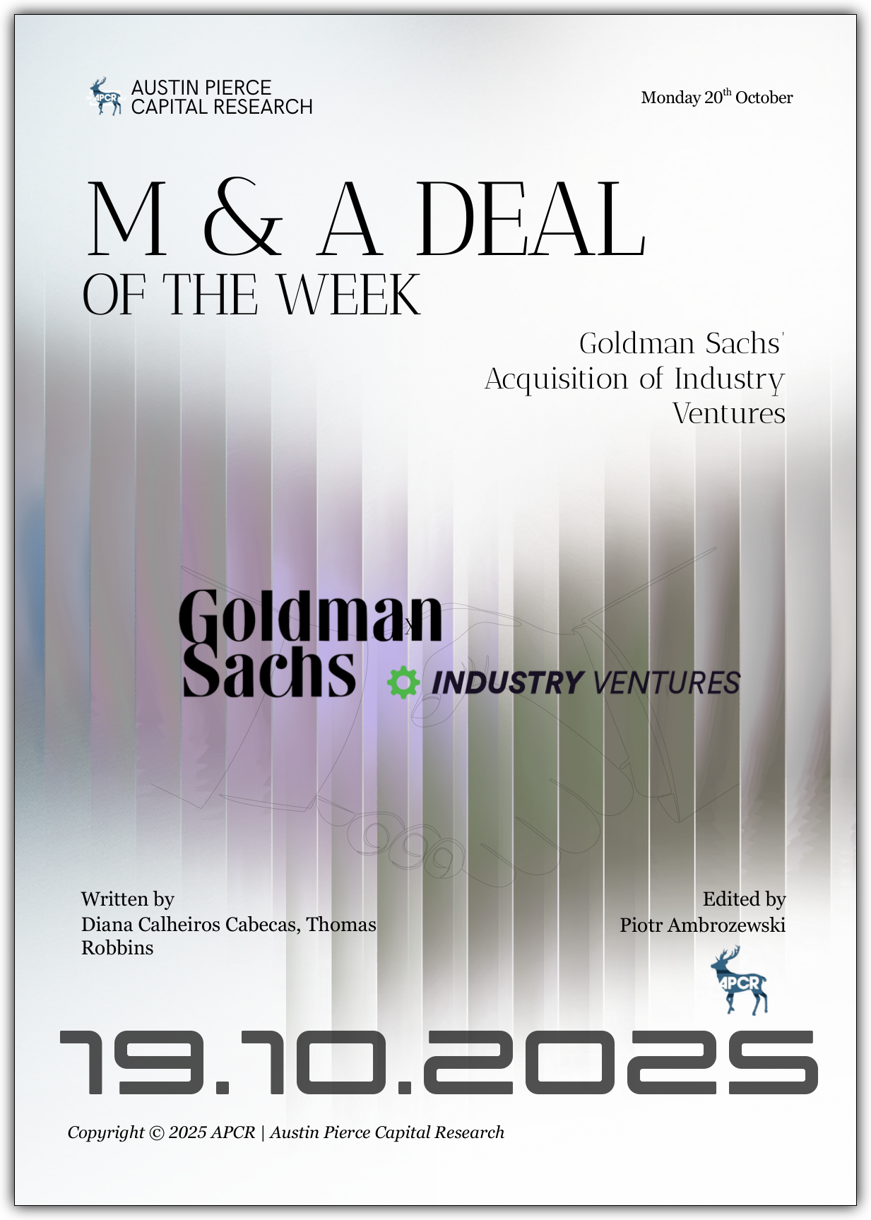 M&A Deal of the Week - Goldman Sachs X Industry Ventures